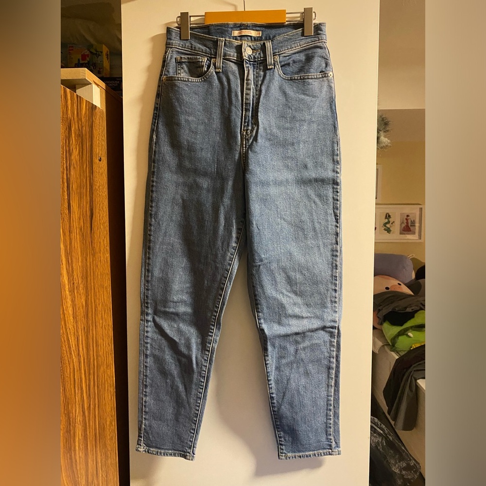 🍊Highwaisted taper Blue Denim Jeans